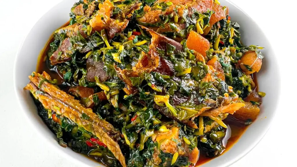 Edikaikong soup with waterleaf and ugu