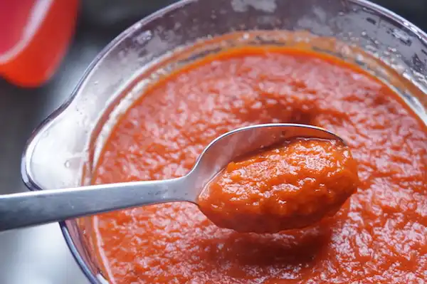 tomato pepper stew base simmering