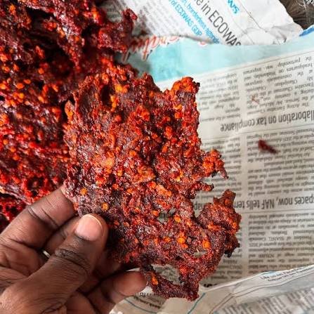 Kilishi dried spiced meat ready for consumption