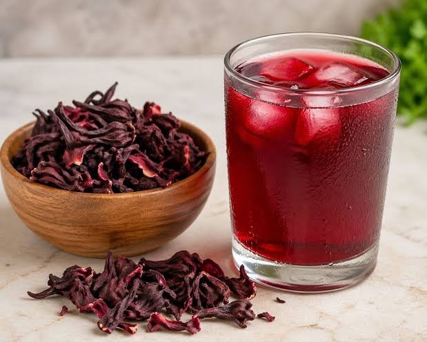 dried zobo (hibiscus) leaves in a bowl